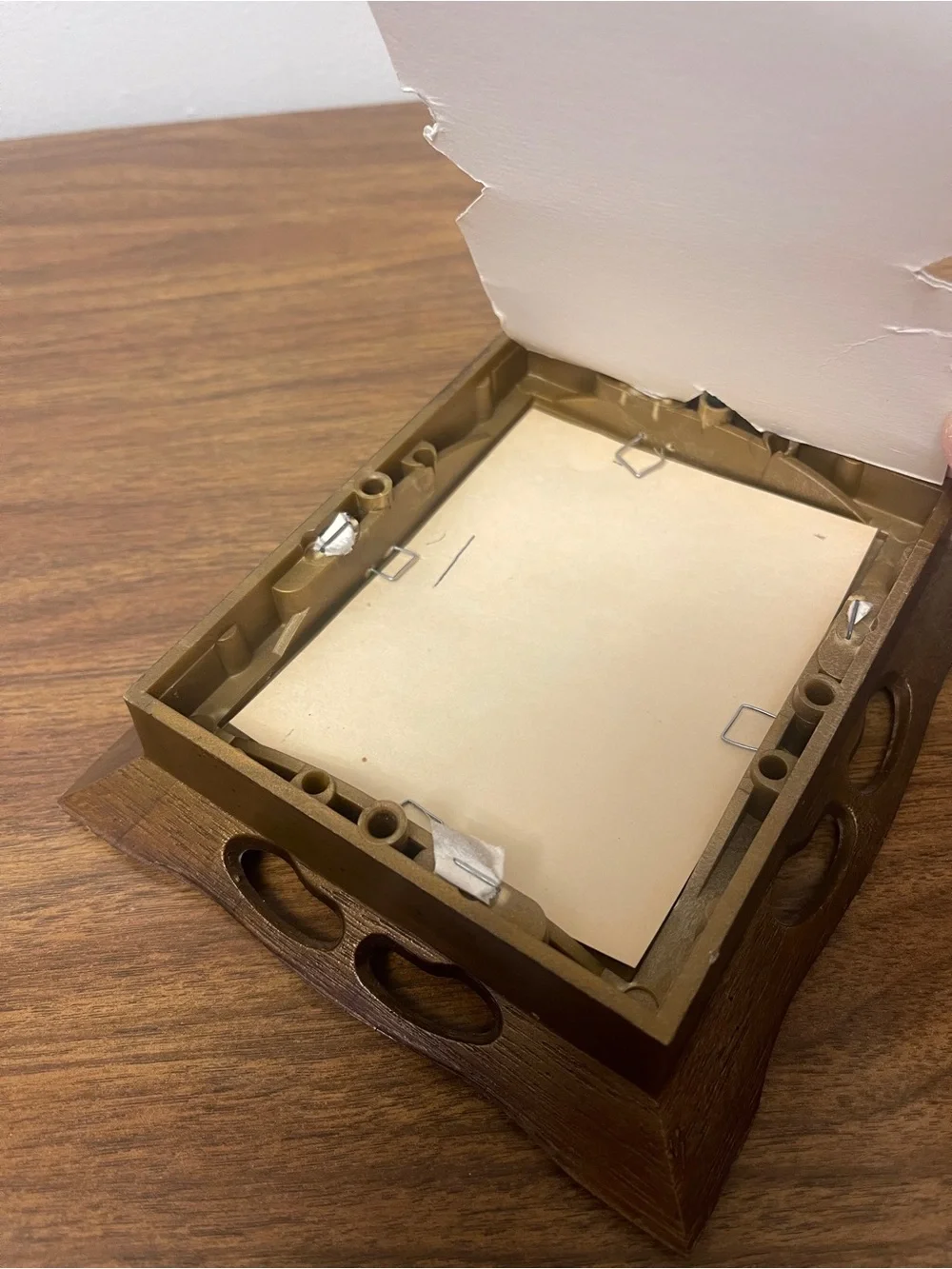 Plastic Faux Wood Picture Frame with Plastic Hanger
